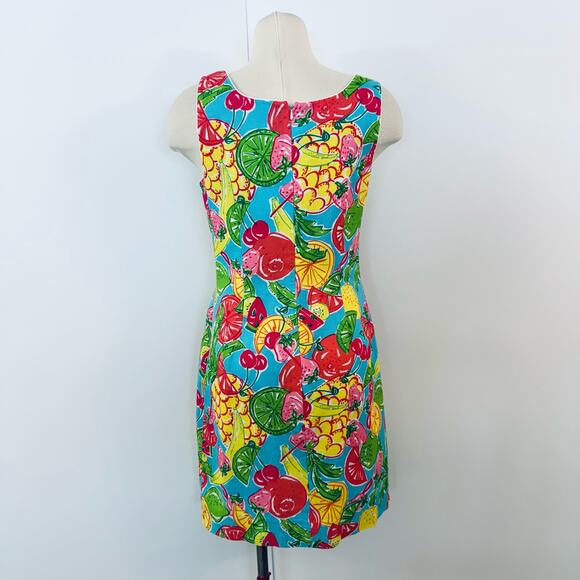 Lilly Pulitzer Fruit Print Vintage Sheath Mini Dress Sleeveless Light Blue Sz 8 - Picture 5 of 9